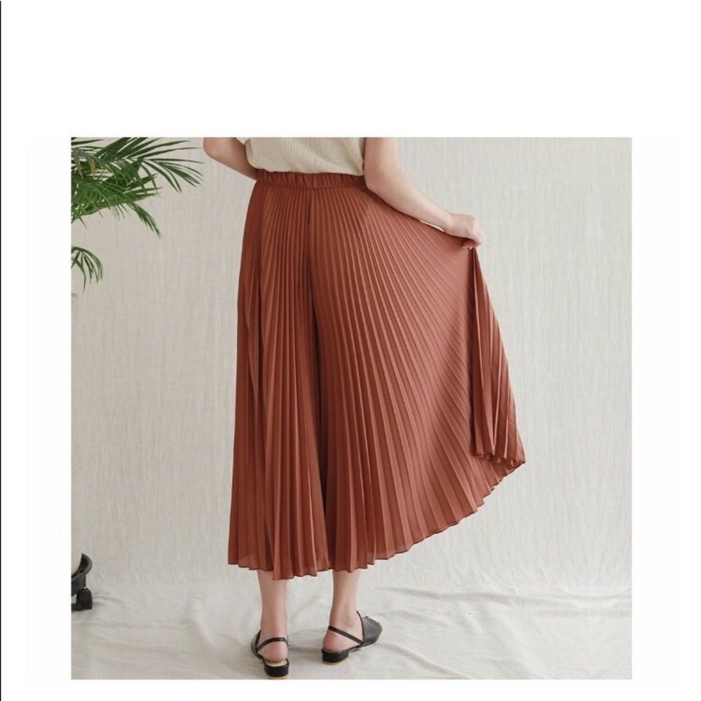 Heatherich Japanese Long Brick color pleated Dress